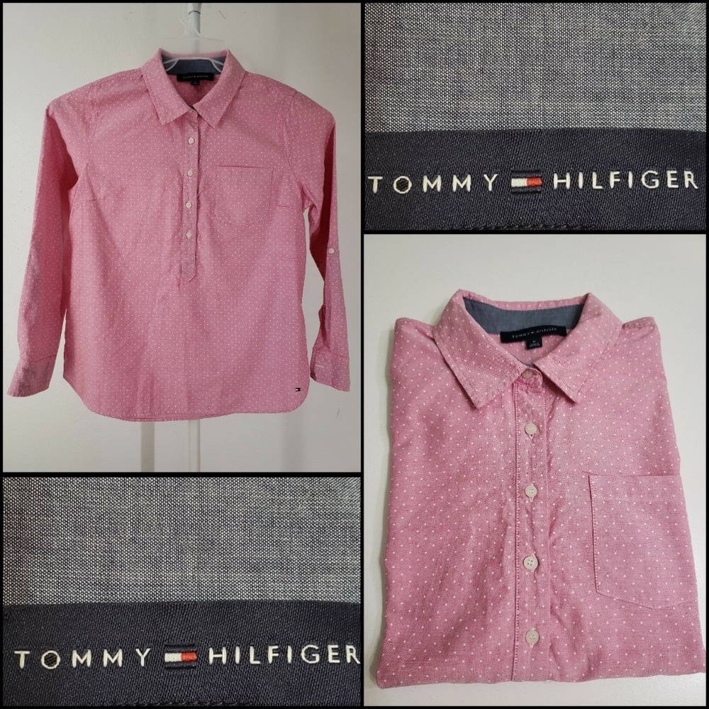 Tommy Hilfiger Men Long Sleeve Shirt Medium Pink
